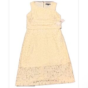 NWT  Sharagano Cream Ivory Lace Blouson Sleeveless Dress w/ Lining sz 4 Spring